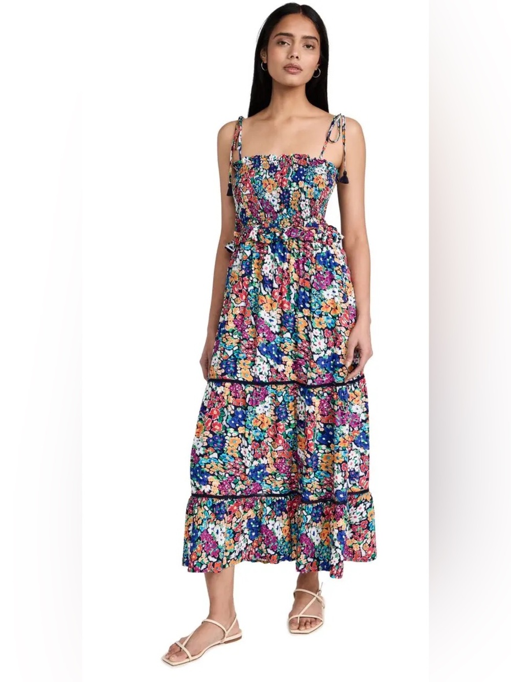 Lost + Wander Multi-Color Floral Smocked Tiered Maxi Dress